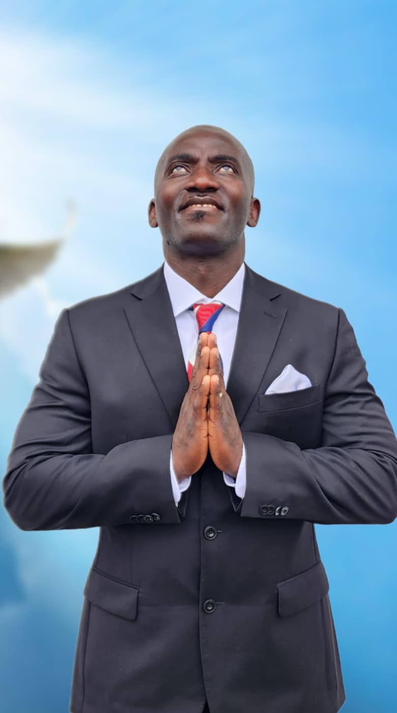a man praying and looking up