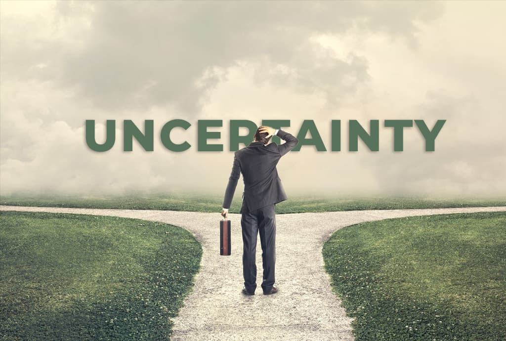 man thinking about uncertainties